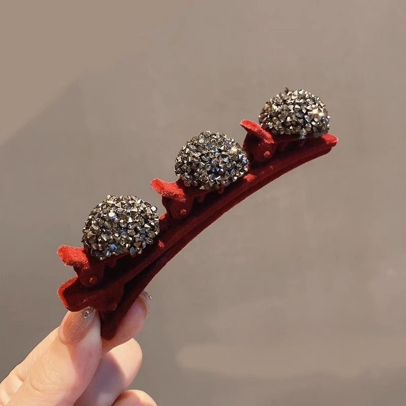 Wholesale Flocked Heart Hairpin New Year Bangs Hairpin Full Diamond Hairpin